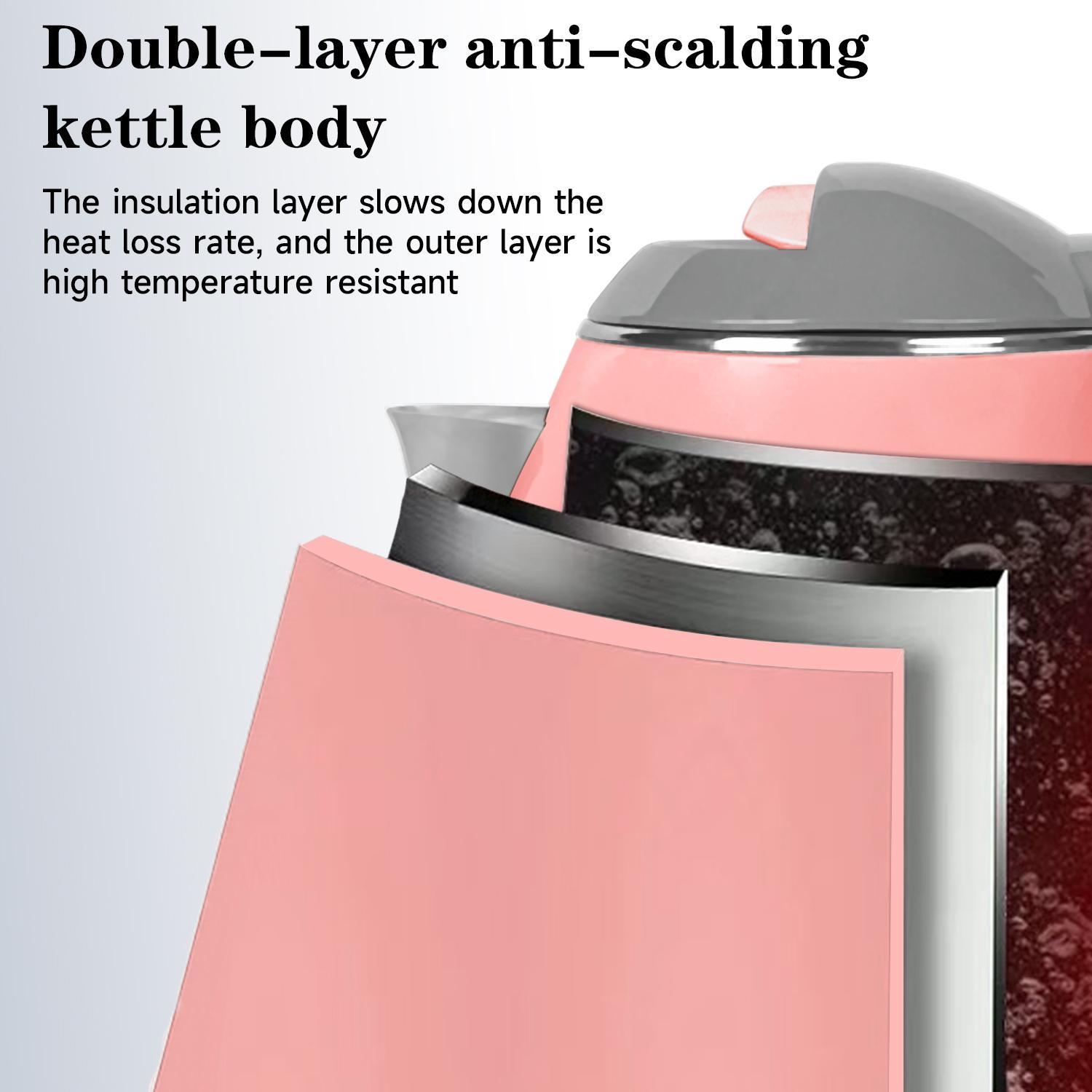 1.8l US Plug Charging Electric Kettle, Thermostatic Kettle, 1 Count 2 Layers Stainless Steel Water Heater, Anti-scalding Design Instant Coffee & Tea Kettle #TOP PICKS