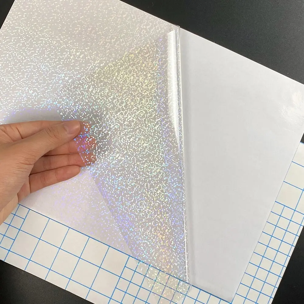 20 Sheets A4 Holographic Dots Cold Lamination Film, Clear Waterproof Self-Adhesive Glitter Sticker Film, Spot Pattern, 21×29.7 Cm