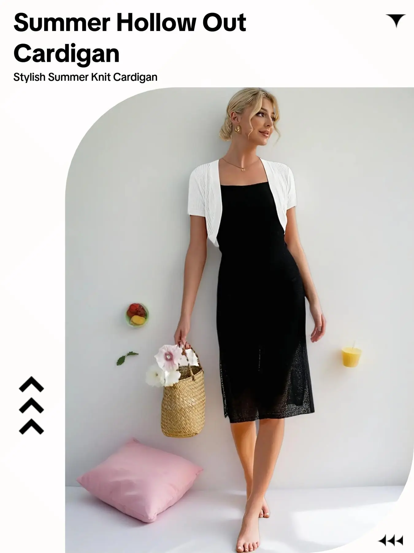 Women's Summer Lightweight Short Sleeve Cardigan, Elegant Cut Out Knit Shrug for Parties, Fitted Plain Design for Dating & Daily Wear