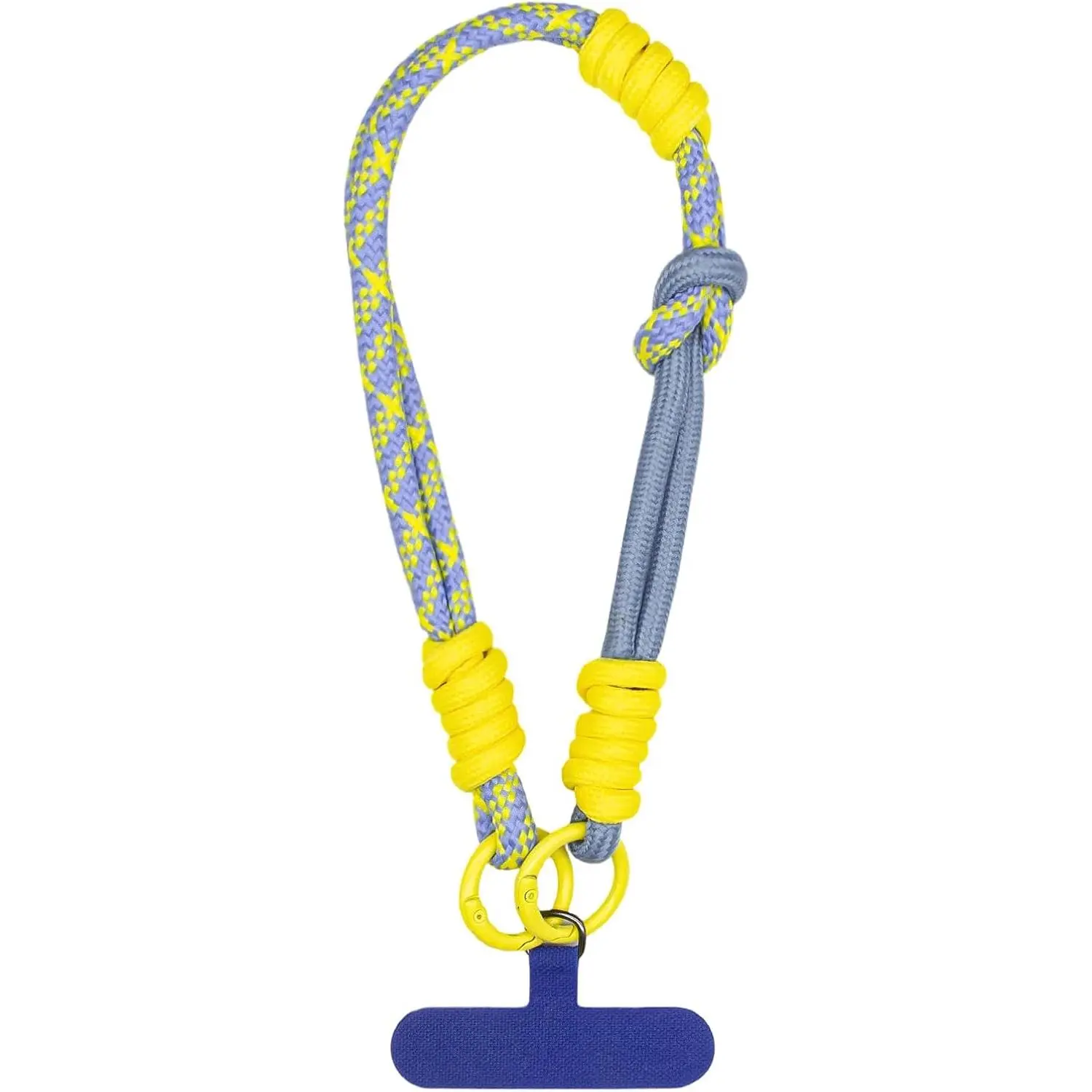 Braided Phone Wrist Strap 1 Pack, 7mm Thick Rope Anti-Loss Hand Lanyard with  Buckles for  & Smartphone Case, Dopamine Color Blocking Wristlet (Blue/Yellow)