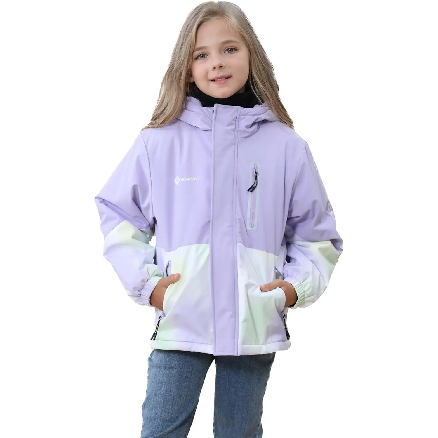 Girls' Waterproof Winter Ski Jacket – Warm Fleece Lined Windproof Snow Coat with Hood for Outdoor Adventure