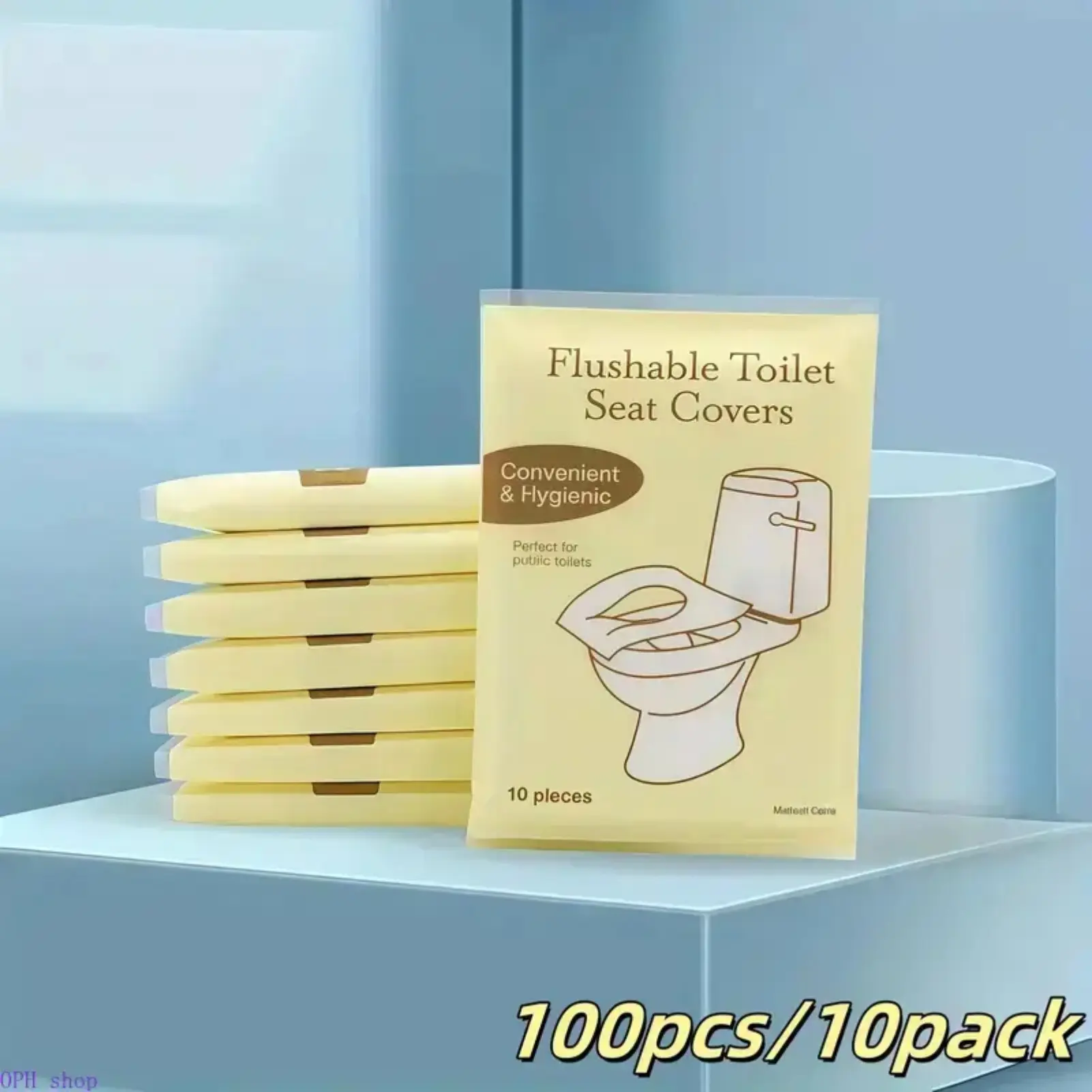 Flushable Disposable Toilet Seat Covers - Portable Waterproof Seat Protector Liners, Multi-Pack (10/20/30/50/100-Pcs Sets) Bathroom Accessory for Road Trips, Hotels, Airplanes, Campers, Easy Disposal, Large