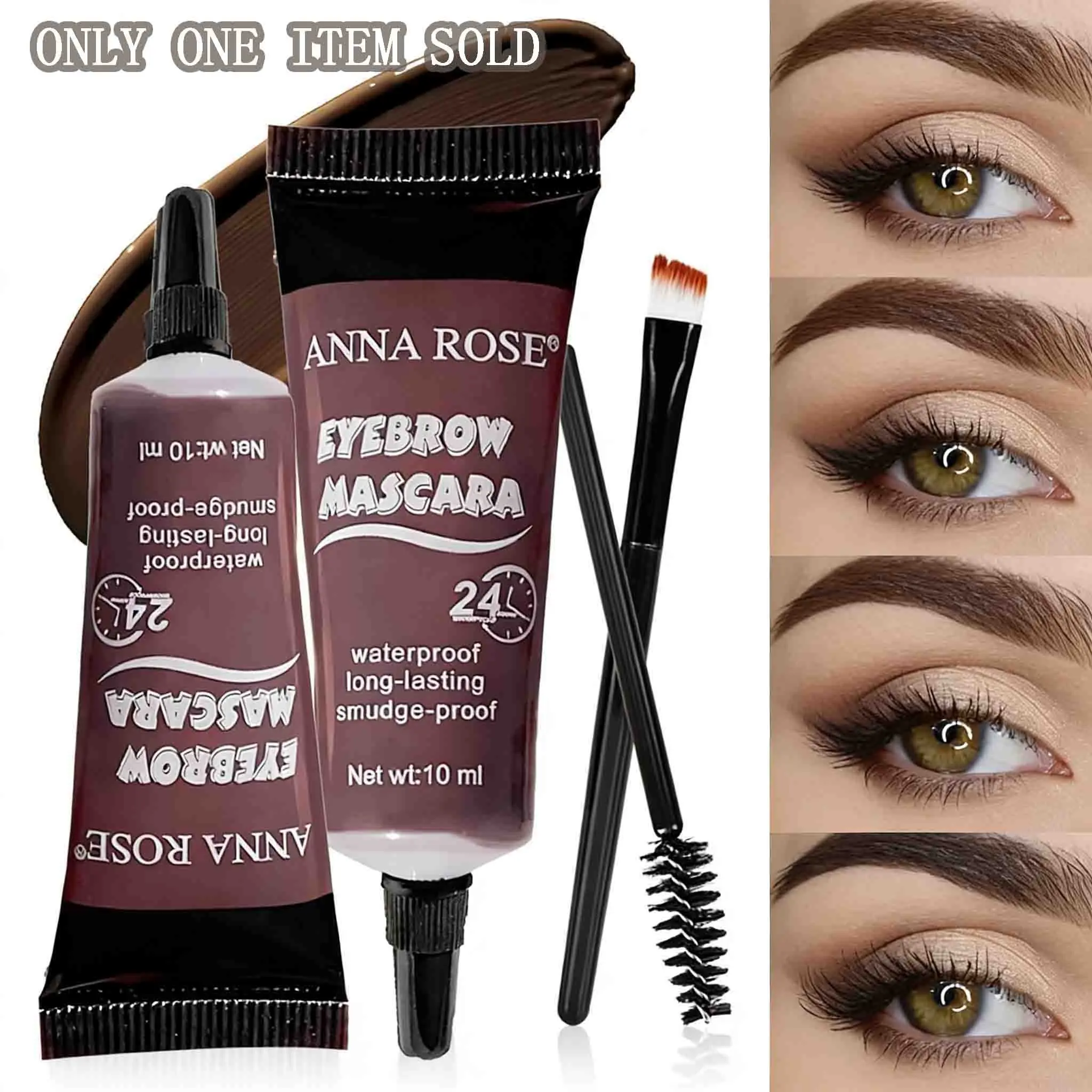 ANNA ROSE Tinted Eyebrow Mascara, Eyebrow Makeup, Long Lasting Smudge-proof Sweat Resistant Formula, Build Natural Fluffy Brow Look, Fill Sparse Eyebrows & Shape Brows Neatly, Spiral Wand Separates Brow Hairs Without Clumping, Creamy Easy To Apply
