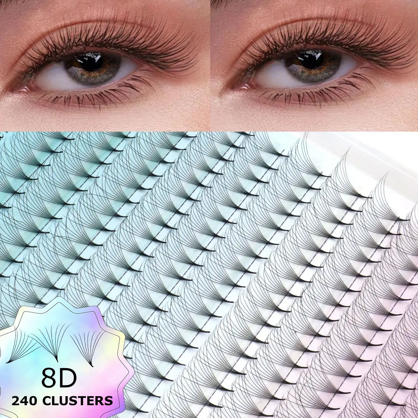 240 Pcs Dense D Curl False Eyelashes, Natural Flower Shape, Comfortable Fiber Material, Professional Lash Extension, Easy Application