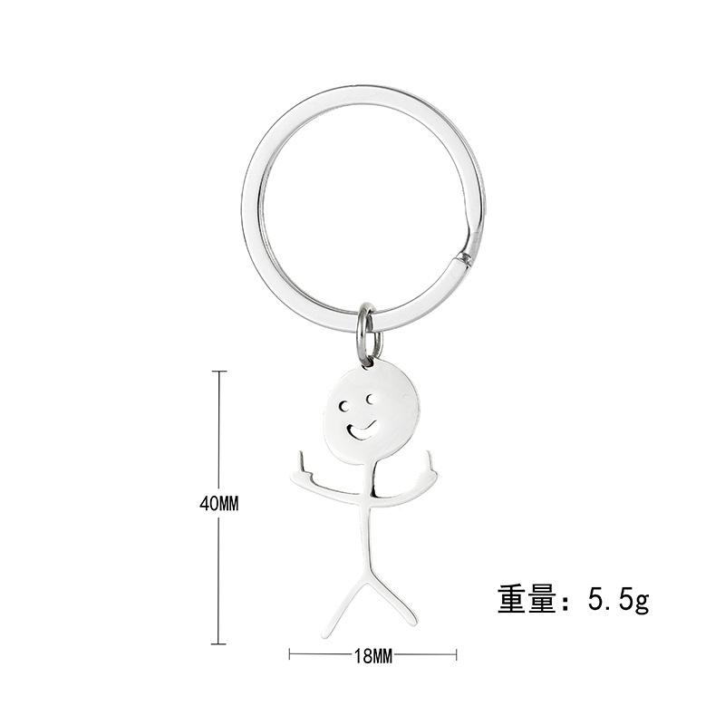 Funny Doodle Stick Figure Keychain, Cute Smiley Face Stainless Steel Charm, Minimalist Cartoon Bag Accessory for Kids & Adults Funny Doodle Stick Figure Keychain, Cute Smiley Face Stainless Steel Charm, Minimalist Cartoon Bag Accessory for Kids & Adults