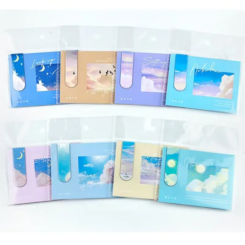 Set of 8 Romantic Magnetic Bookmarks, Starry Sky Oil Painting Creative Page Holders, Perfect Gift for Readers, Librarians, Friends, Starry Sky Design
