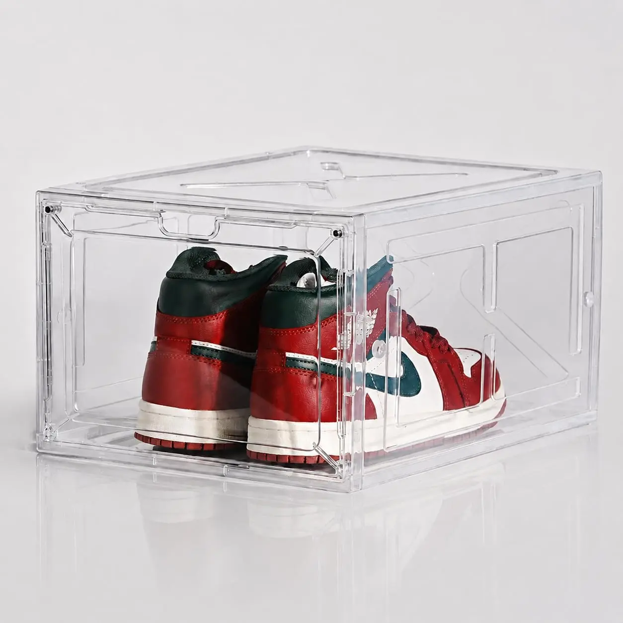 Clear Shoe Storage Box, 2026 2nd Gen Thickened Hard Plastic Stackable Organizer with  Door, Folding Shoe Rack for Closet, Large Sneaker Display Case for Sneakers and Ankle Boots,1 Pack