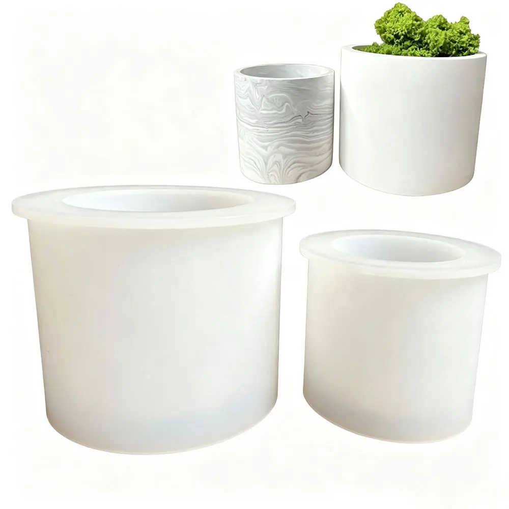 2 Piece Set Round Silicone Cylinder Molds, Concrete Cement Resin Mold, Candle Container Mold, DIY Succulent Planter Mold, Pen Holder Mold, Candle Molds For Candle Making