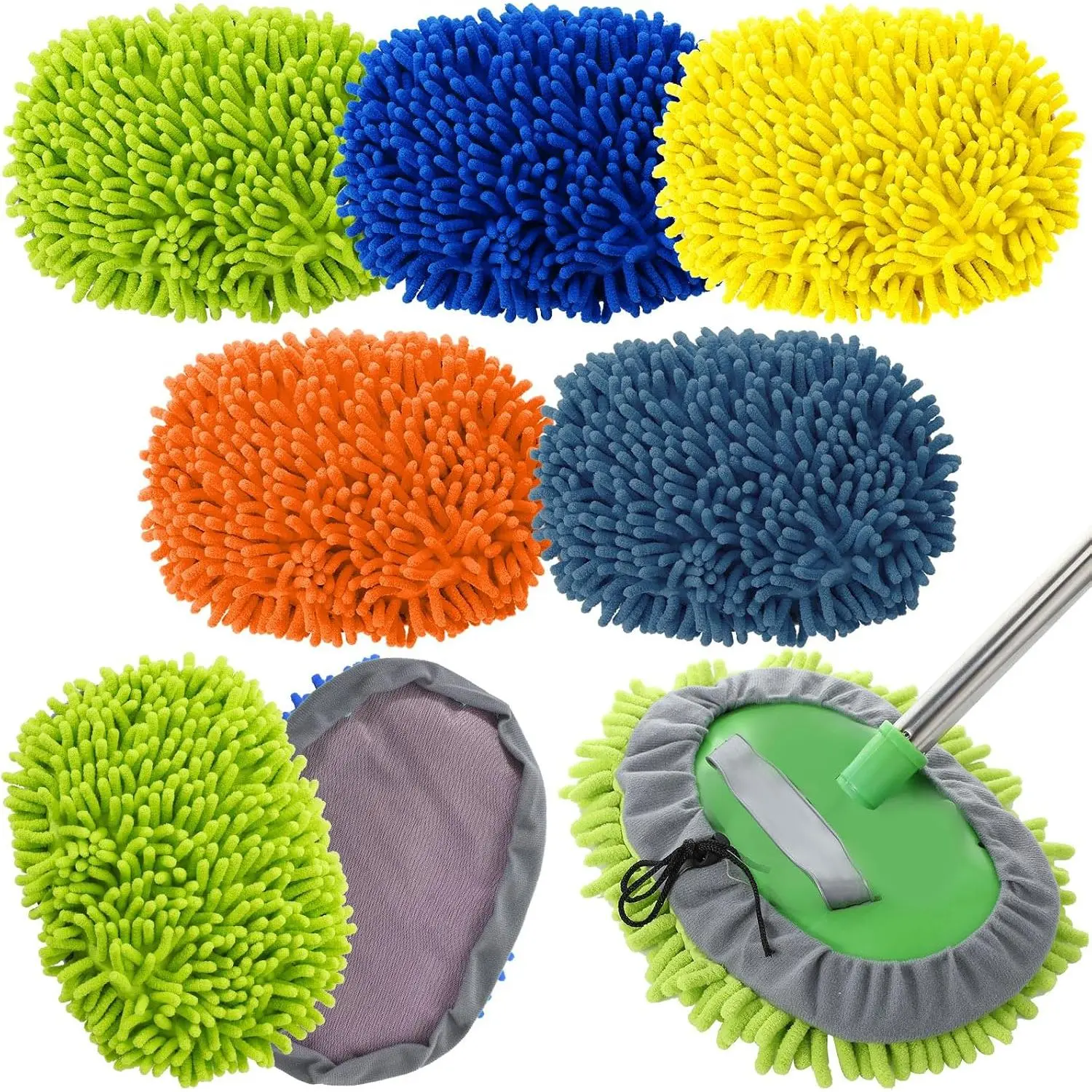 5 count  Wash Mitt Set, Brush Not Included, Microfiber Mitt Cleaning   Washing Tools Kit RV Pickup Chenille Scratch  (Multicolor)
