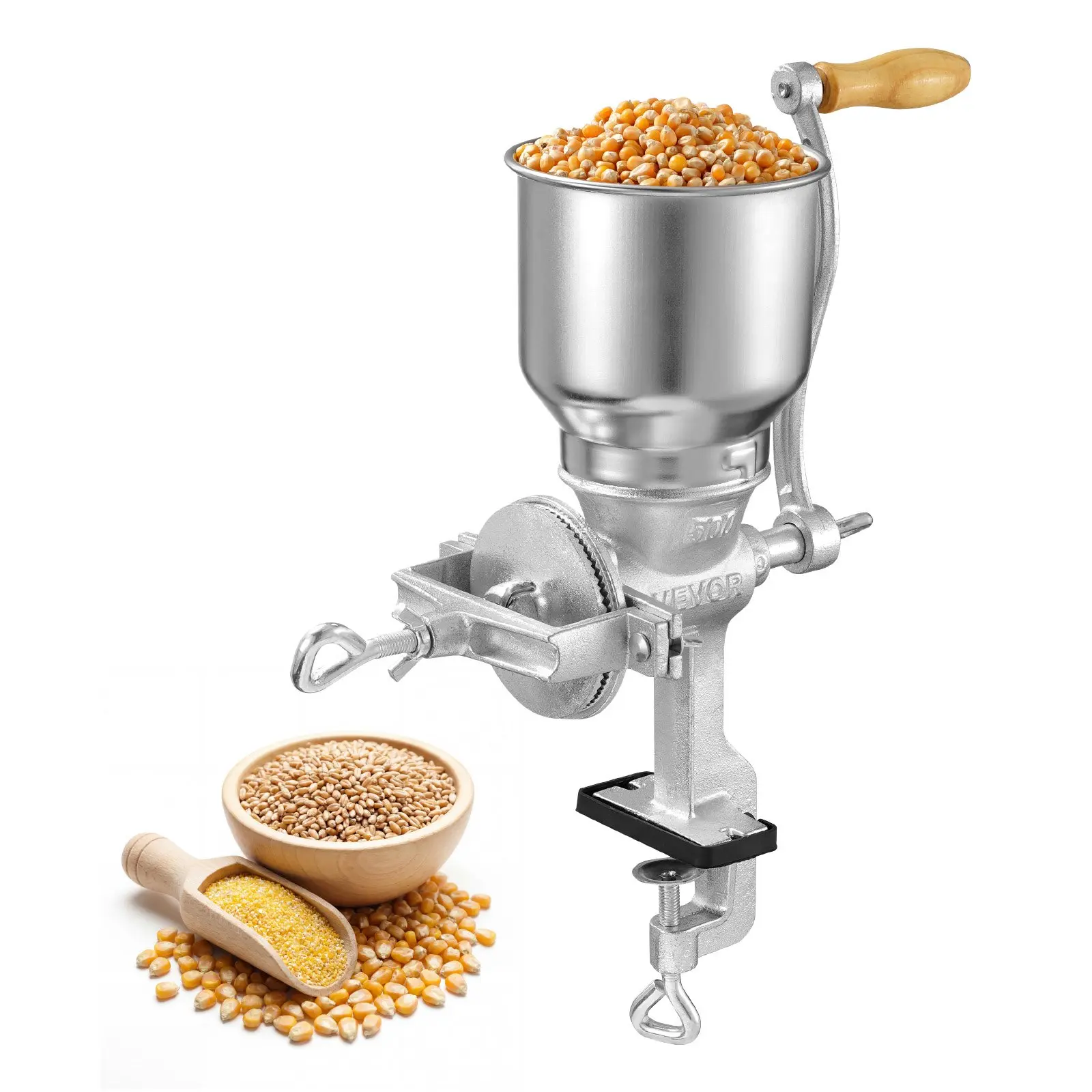【DealsForYouDays】VEVOR Manual Grain Mill with High Hopper, Hand-Crank Corn Grinder, Heavy Duty Cast Iron Wheat Grinding Mill with Stable Table Clamp for Grains Spices Coffee Beans Nuts