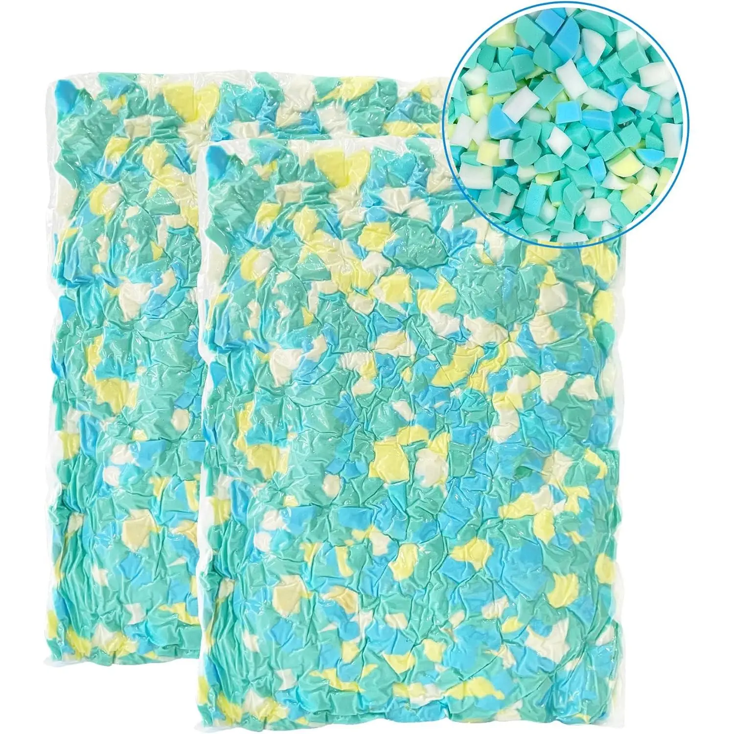 Shredded Memory  Filling 10lbs for Bean Bag Filler, Pillow Stuffing Cushion Arts Crafts Refill, Without Added Gel Particles,  Soft and  for Stuffing, Multi Color and Shape