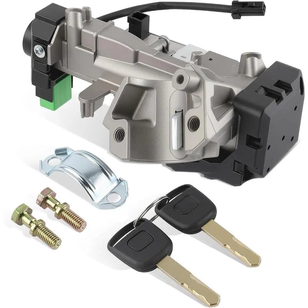 Automotive Vehicle 1 x Ignition Switch Cylinder Lock - Car Exterior Accessory for Auto Trans Honda Accord/Civic/CRV, 2 x Keys, 48 Chip Key Support, Engine Start Compatible, Includes Screws & 1 Bracket, Plug Types, OEM Numbers