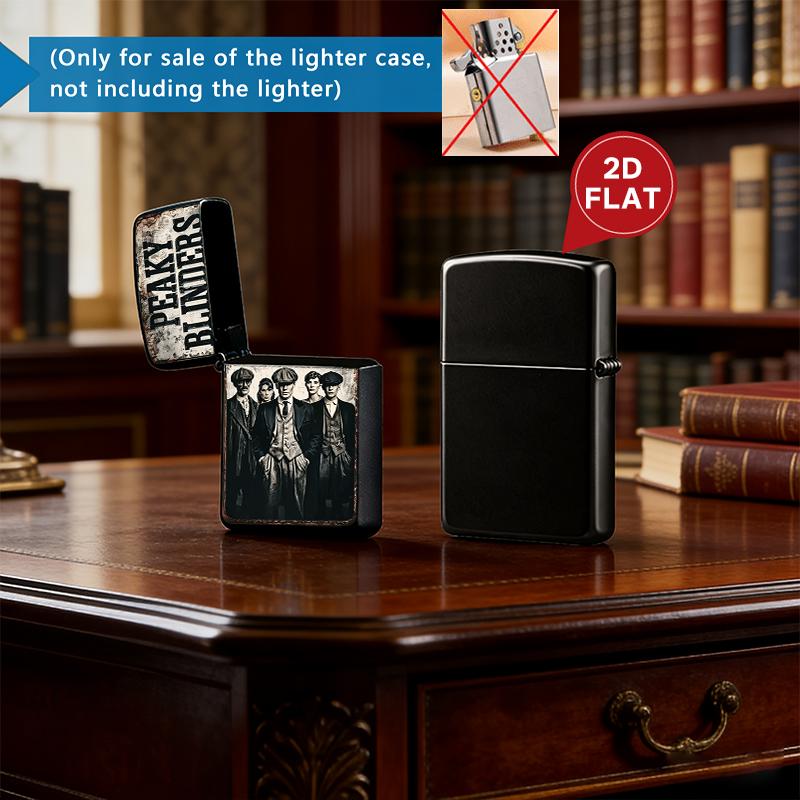 Peaky Blinders Plastic Cigarette Case & Metal Lighter Shell Set, Shelby Family Retro Print, Gothic Crime Drama Gift for Men