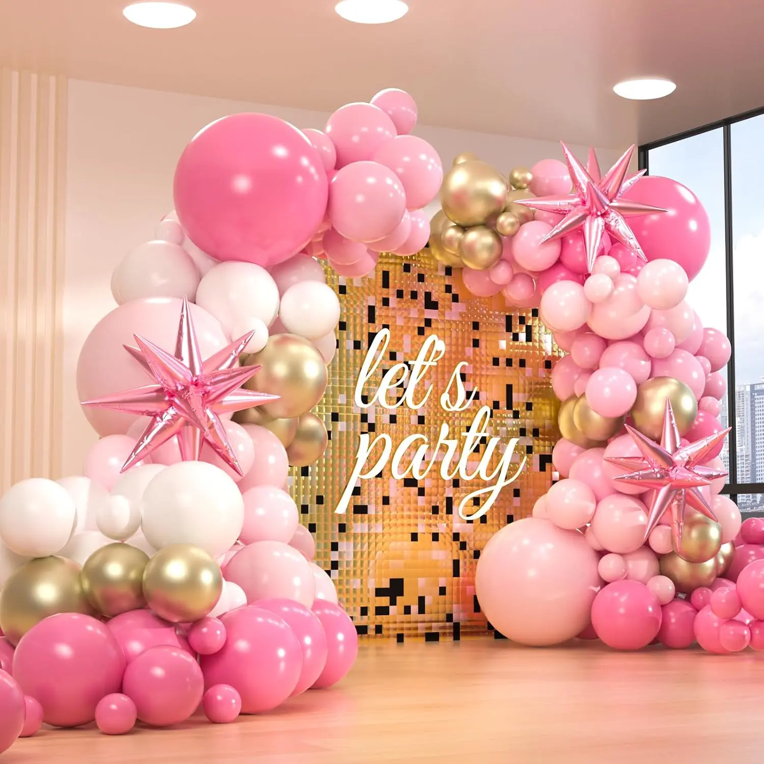 161 count  Balloons Arch Kit, Pastel Macaron  and  White With 3 count Starburst Foil Balloons for Birthday  Shower Bridal Shower Wedding Valentine’s Party Decorations