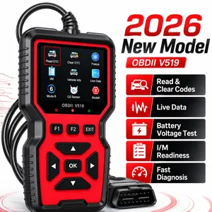 2026 Obd2 Scanner Diagnostic Tool V519, Engine Fault Code Reader, Live Data Stream, O2 Sensor Test, Battery Voltage Test for 12V Vehicles