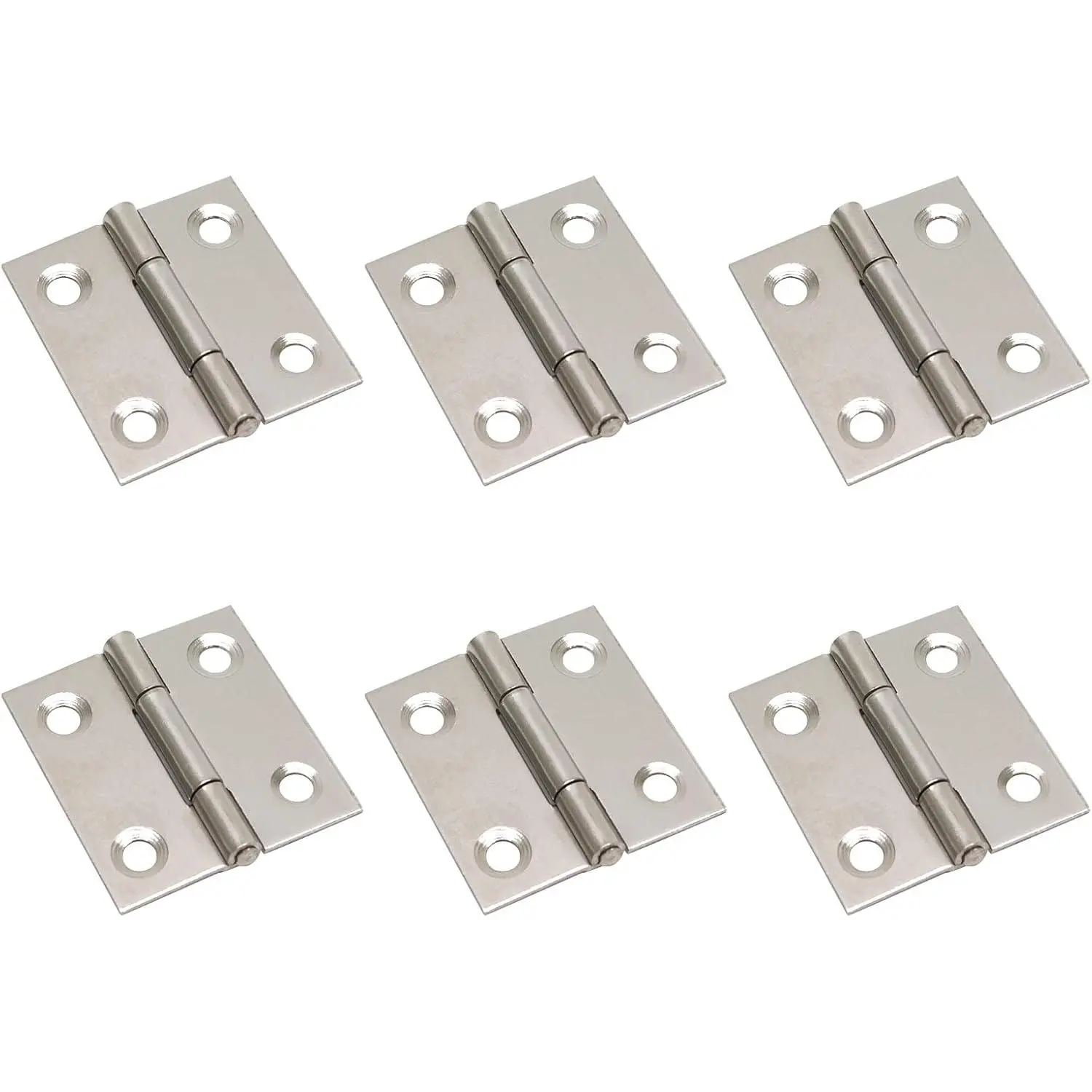 Stainless Steel Small Door Hinges 1.5in with Screws, 6 Packs | Smooth , Easy to Install, for Kitchen Cabinets, Windows, Doors,  Box and Gates