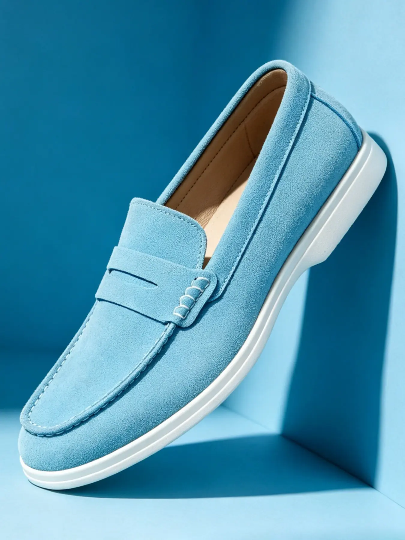 Men's Classic Penny Loafers, Fashionable Casual Loafers, European Stylish Suede Leather Shoes Comfortable Footwear, Footwear Slipon, Flat Shoe, Perfect for Daily Wear,Dress Shoes For Men  Formal Shoes