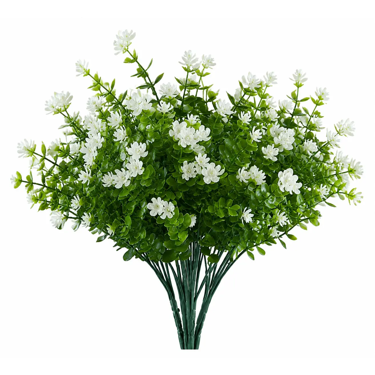 6 Bundles Artificial Flowers, Fake Artificial Greenery UV Resistant No Fade Faux Plastic Plants for Wedding Bridal Bouquet Indoor Outdoor Home Garden Kitchen Office Table Vase (OffWhite), Faux Flowers Decor, Floral Arrangement, Home Decor, Wedding Decorat