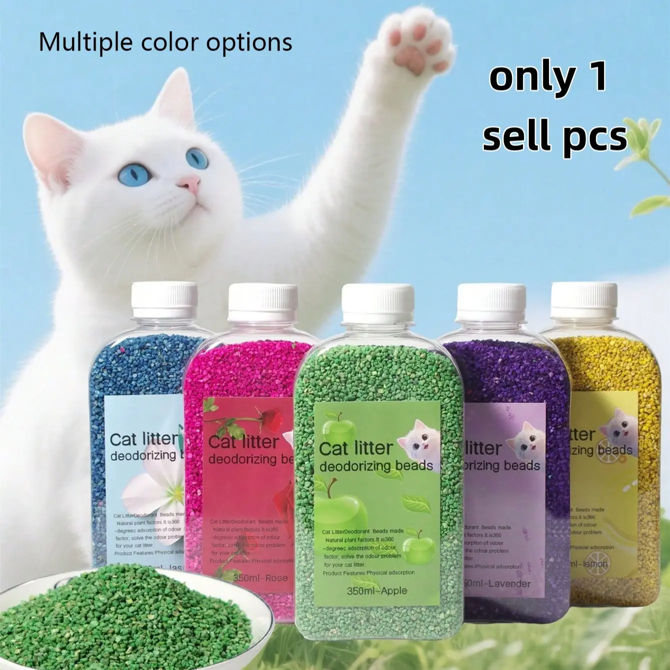 Cat Litter Deodorizing Beads, 1pc Long-lasting Freshness Pet Safe and Non-toxic Odor Eliminator, Litter Box Odor Eliminator, Kitty Litter Deodorizer, Physical Absorption, Natural Plant Factors, Pet Supplies for Various Pets, Clean
