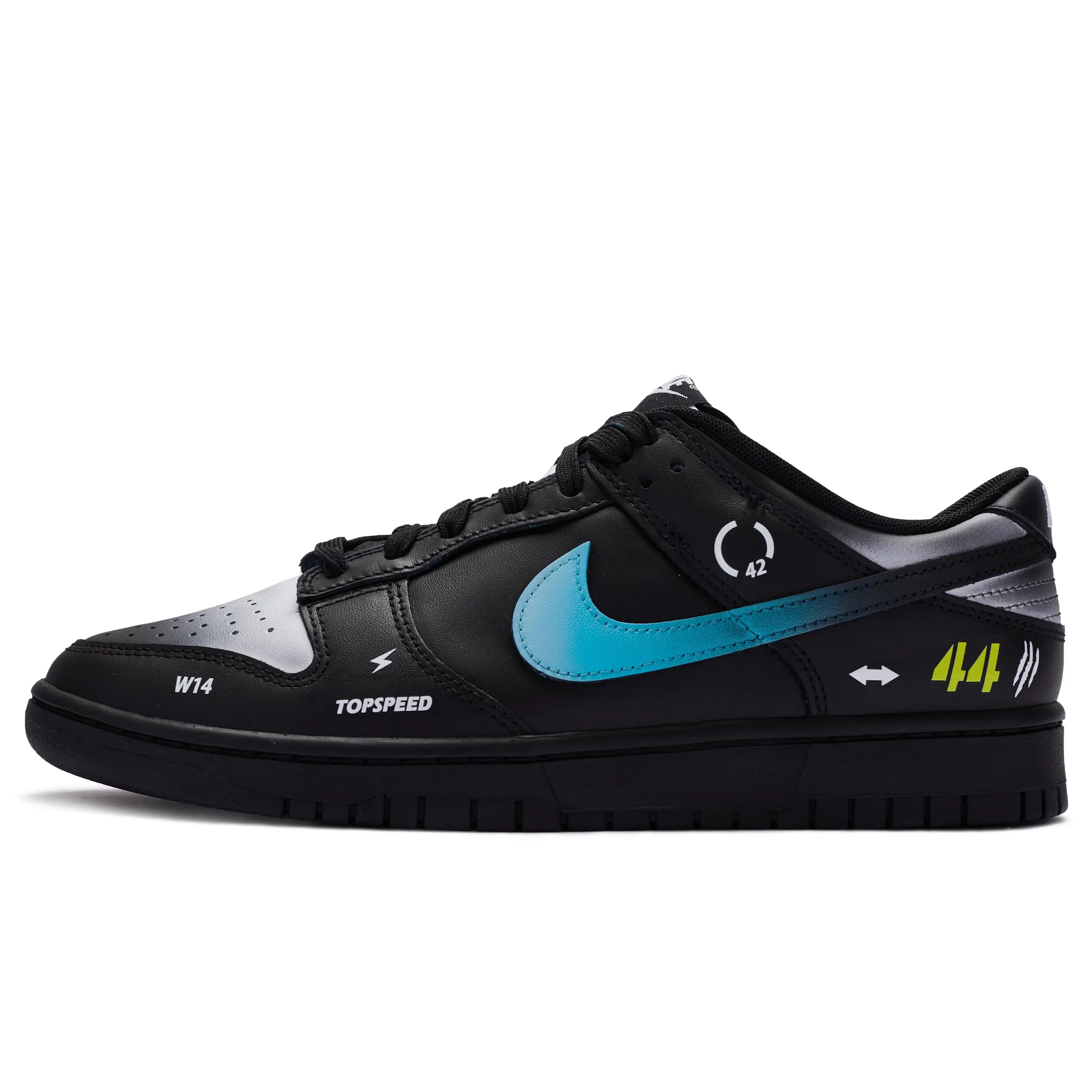 Nike Dunk Low Custom Hand-Painted Racing Theme Black-and-White Low-Top Sneakers for Men and Women Verifiable, with credentials and supporting global authentication