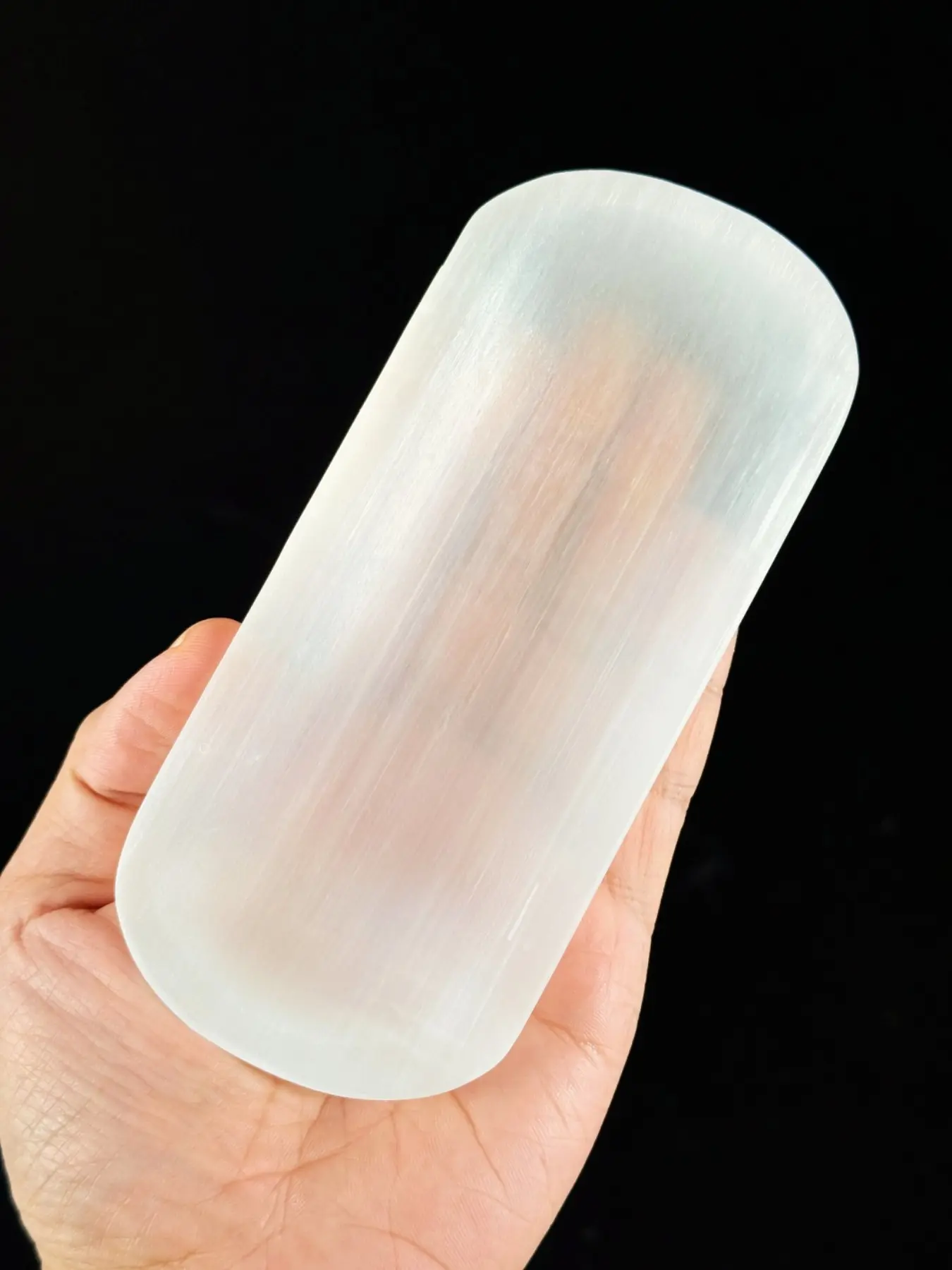 1pc 15cm Selenite Bowl Plate, Crystal Plate, Natural Selenite Hand-Carved Bowl Plate, Indoor Decorative Ornaments, Crystal Gift