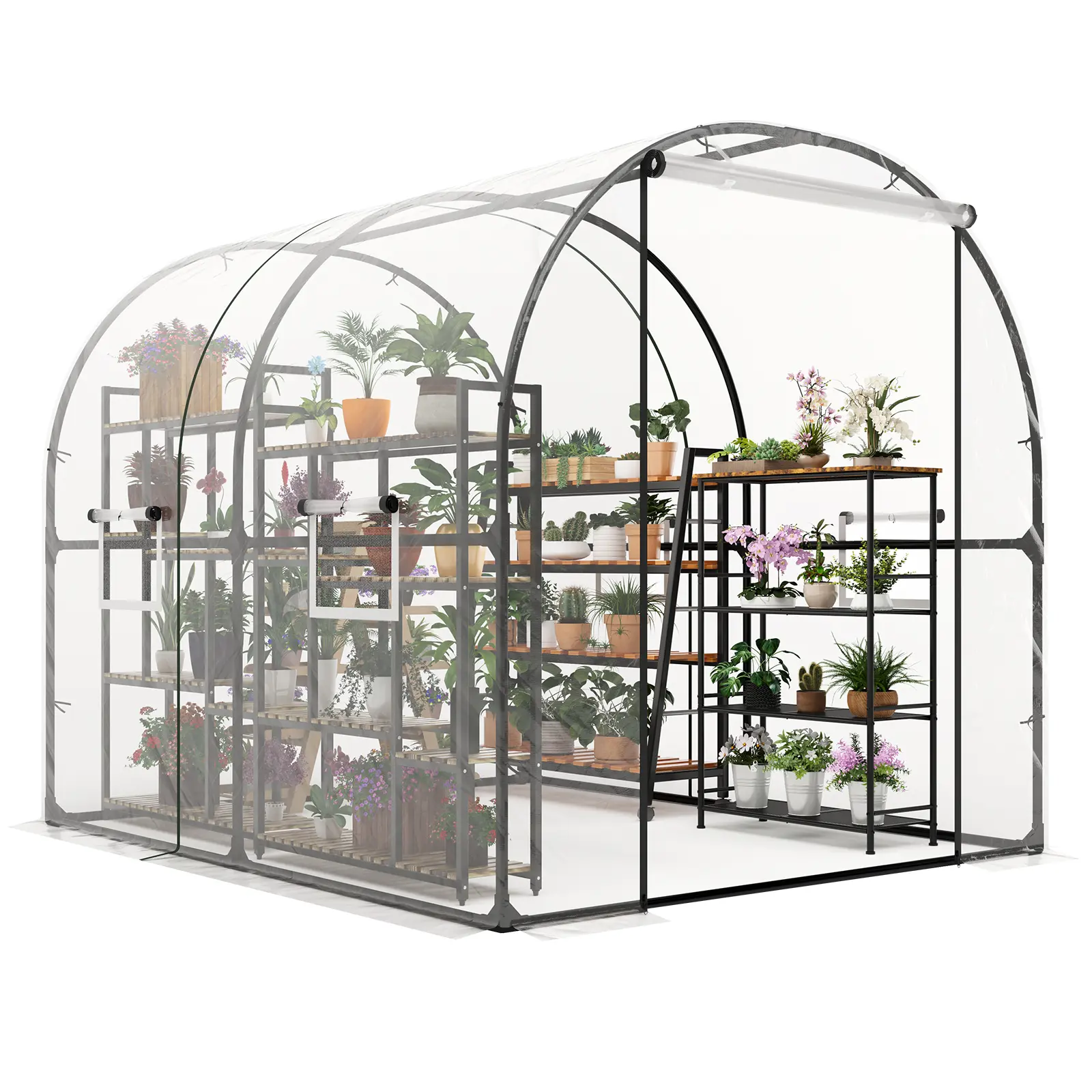 8.2X6.6X6.6FT Premium Walk-in Greenhouse, Upgraded Heavy Duty Frame Portable Hoop House, Large Outdoor Garden Plant Shelter for Backyard Patio Use