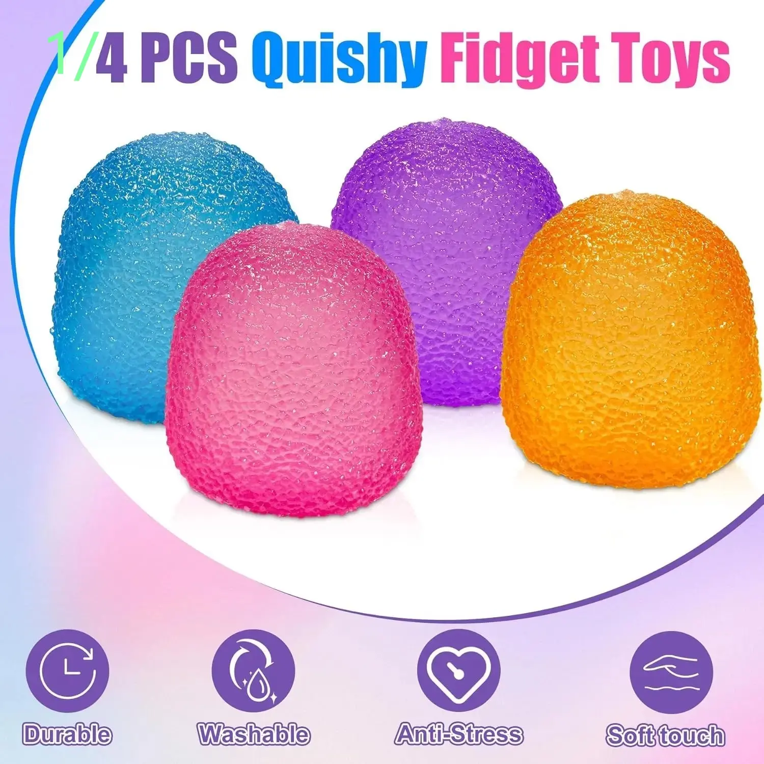 4 Pcs Hard Candy Shape Stress Relief Balls, Soft Squeeze TPR Fidget Toys for Kids and Adults, Durable Sensory Stress Balls for Classroom Prizes, Birthday Party Favors and Holiday Basket Fillers, Stress Relief Fidgets
