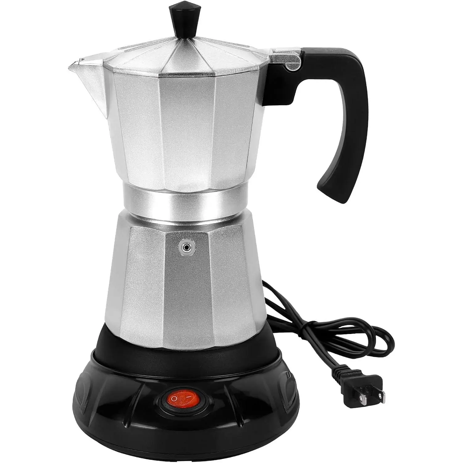Electric Moka Pot, 3 or 6 Cups Espresso Maker with Dose Reduction Plate