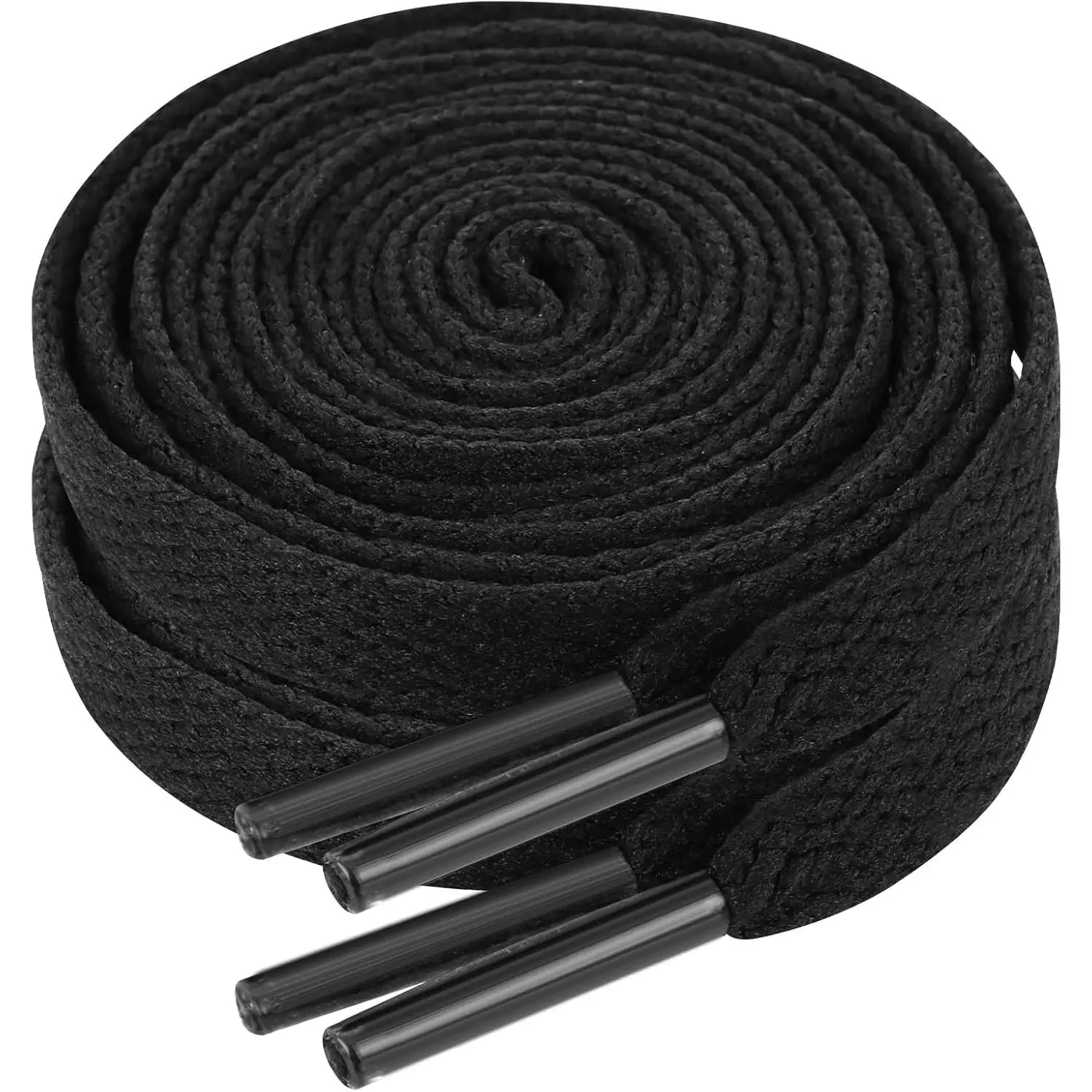 2 Pairs Black Shoe Laces for Sneakers, Flat Black Shoelaces for Sneakers, 5/16" Wide 120cm Shoe Strings for Athletic Shoes Sneaker Running Shoestrings for Women Men