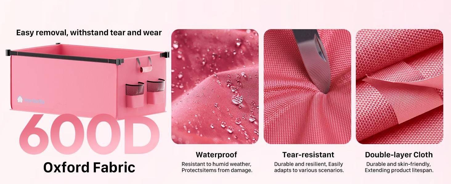 Collapsible Wagon Cart with Wheels, 150L Lightweight Foldable Cart, Rolling Wagon for, Shopping, Sports, Camping, Transport, Pink