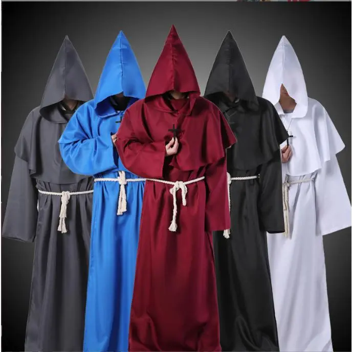 Medieval Monk Robe Cosplay Costume Priest Wizard Outfit Halloween Stage Performance Clothing
