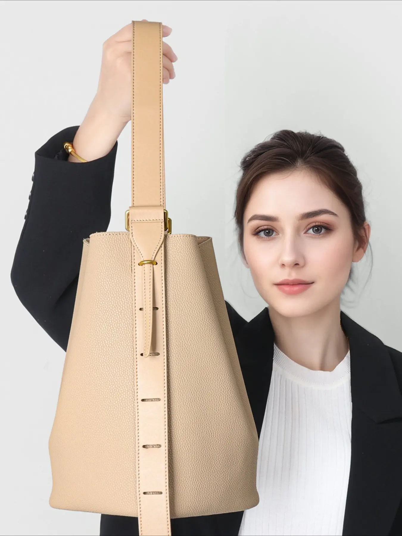 Bag Korean Lazy Wind Premium Sense Large Capacity Spring and Summer New Leather Bucket Bag Commuter Oblique Span Tote Bag 2026