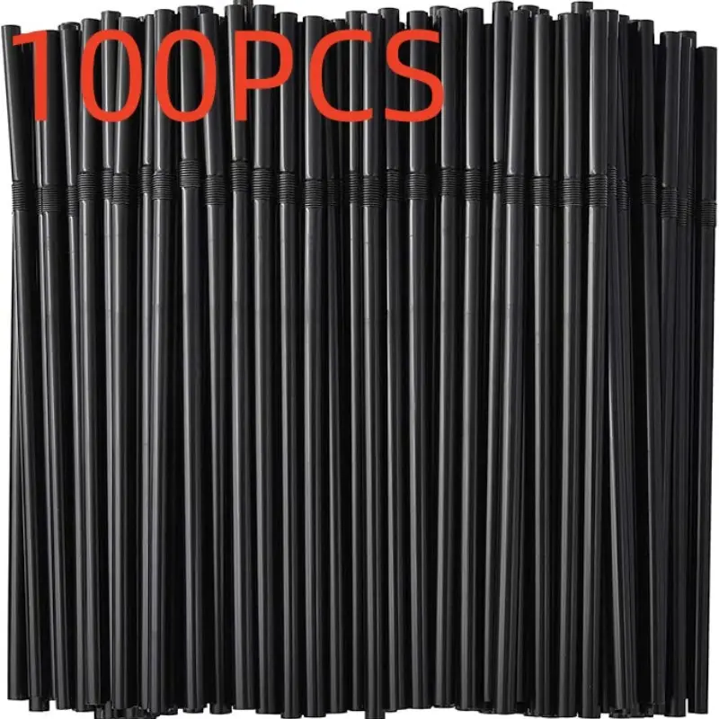 100-Pack Flexible Straws, Plastic Disposable Bent Straws, 7.75x0.25 Inches, Ideal for Parties, Home Gatherings, Daily Use