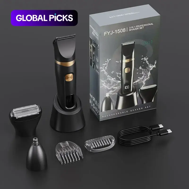 Men's Electric Shaver, USB Rechargeable, Multi-Function Trio, Portable Electric Razor, Beard Trimmer, Hair Clipper, Cordless Shaver, Trimmer Shaver Set, Shaver Combo, Trimmer And Shaver
