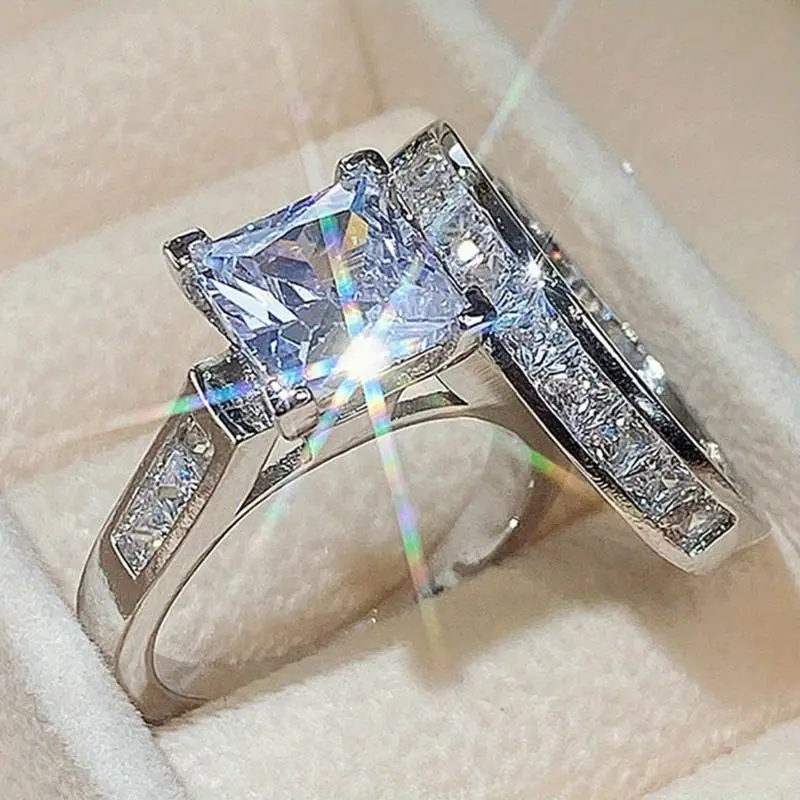 Fashion Sparkling  2-Piece Ring Set for Women - Wedding & Engagement Jewelry, Romantic Couple Rings, Valentine's Day/Anniversary Gift, Party & Bridal Accessory