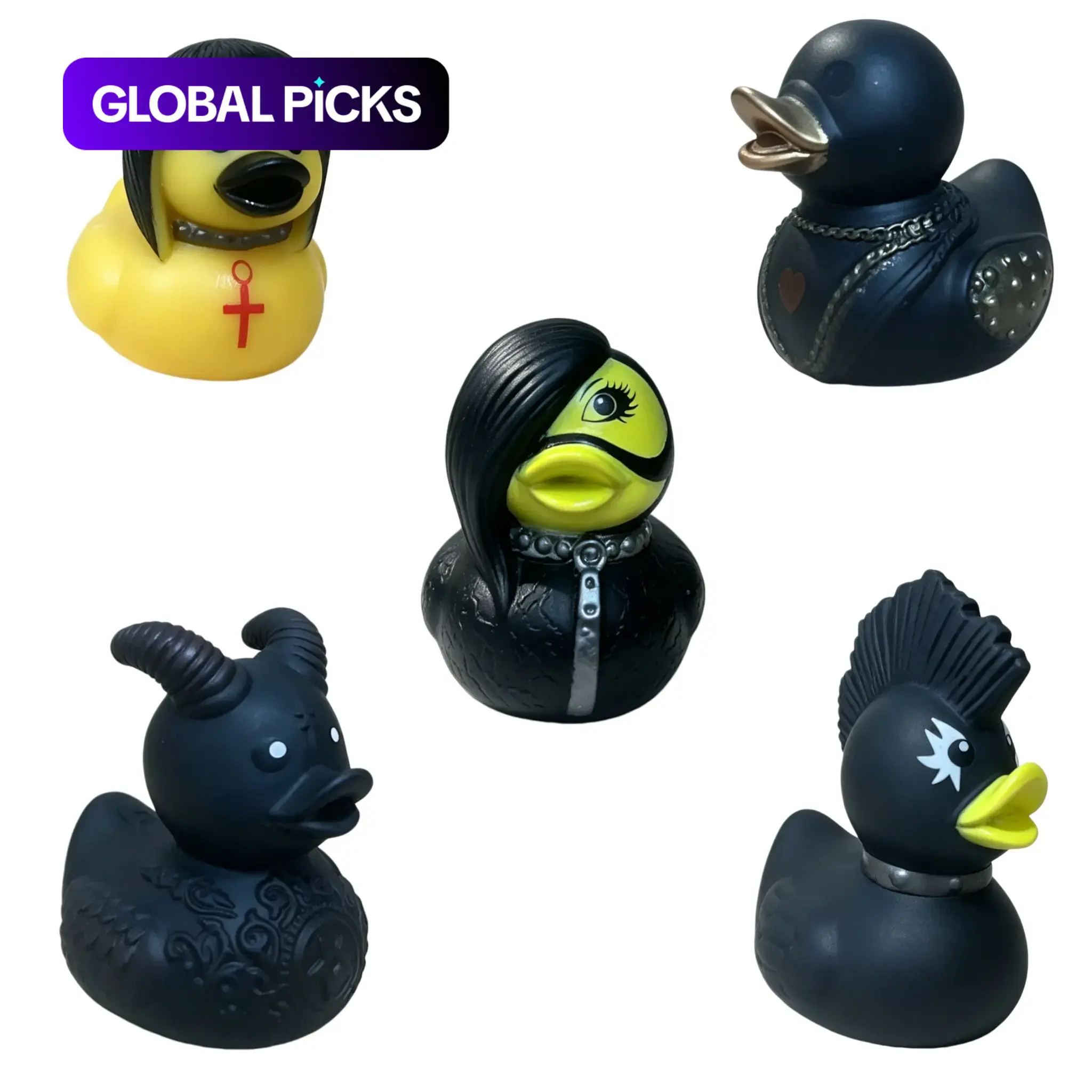 5pcs Mixed Satan Duck Punk Rock Resin Crafts, Resin Ducks, Unique Gothic Art Decorations, Perfect for Halloween & Party Themes, Decorative Ornaments, Decorations And Ornaments #GLOBAL PICKS