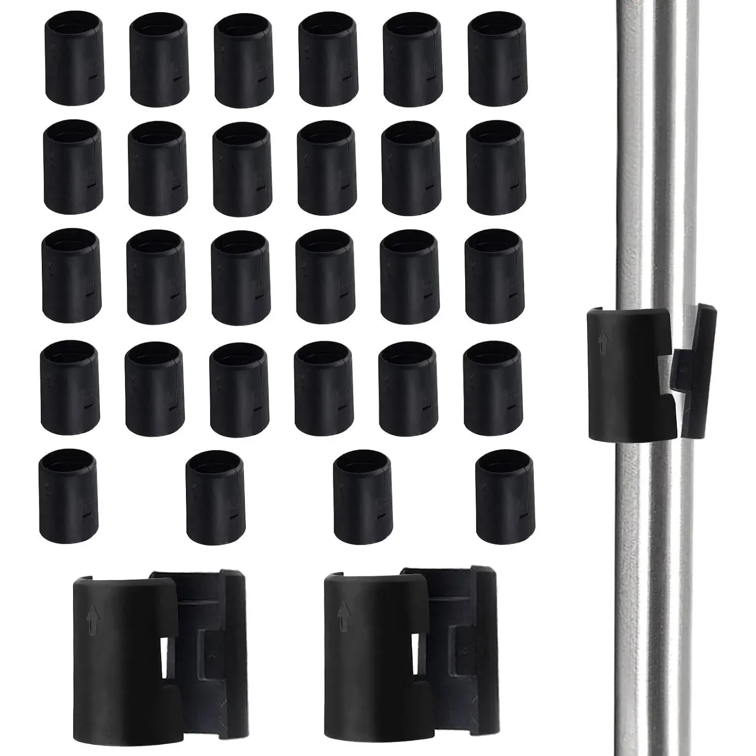 50pack 7/8 Inch Wire Shelving Shelf Lock Clips, Plastic Shelving Clips Replacement Black Sleeve Shelf Clips for Less Than 7/8 Inch Pole Post Wood Metal Pole (25 Pair)