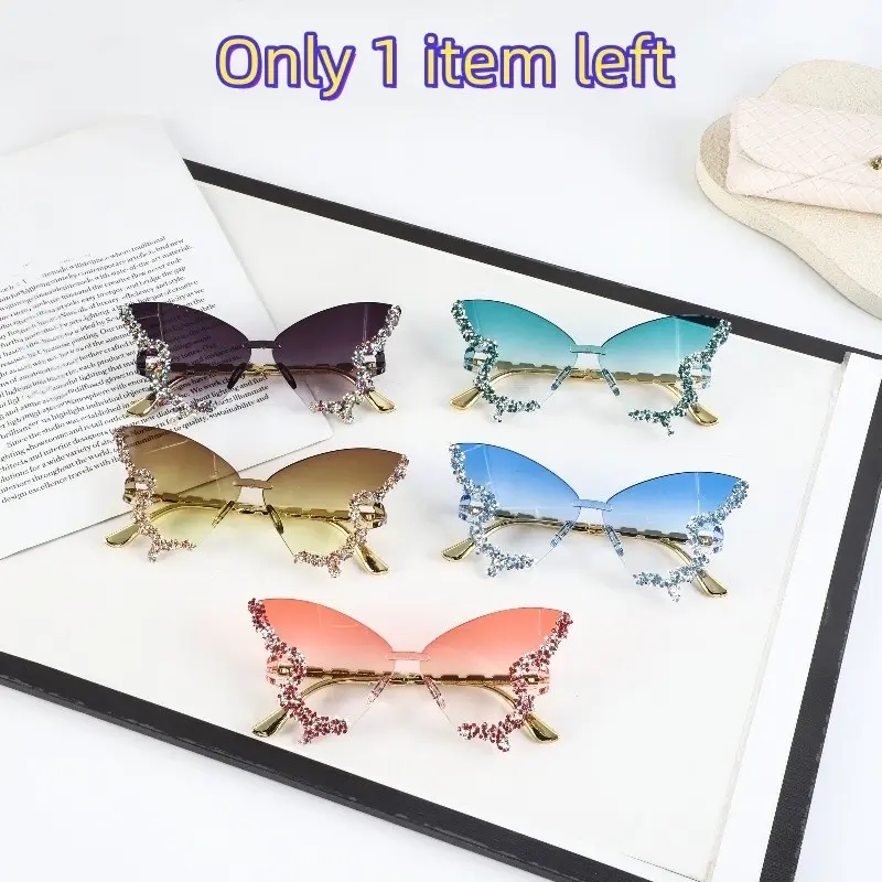 1pc Unique Butterfly Sunglasses, Face-Fitting Sun Protection, Party Dance Shades, Trendy Butterfly Frame Glasses, Festival Decor Item, Decorative Glasses