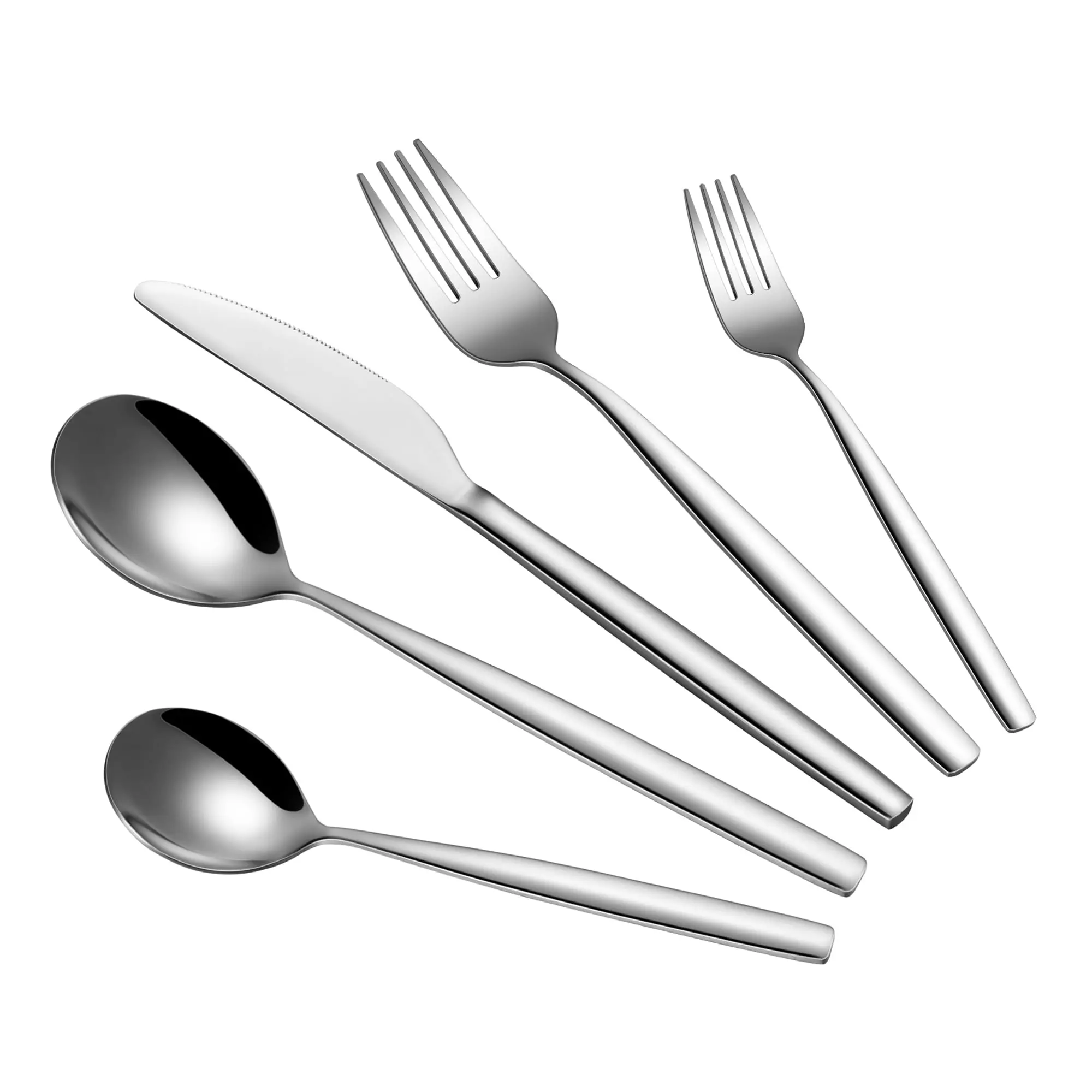 GAOMON Thick Silver Stainless Steel Flatware Set - 2-Pack, 30-Piece Each Cutlery Set for Daily Kitchen Tableware Use