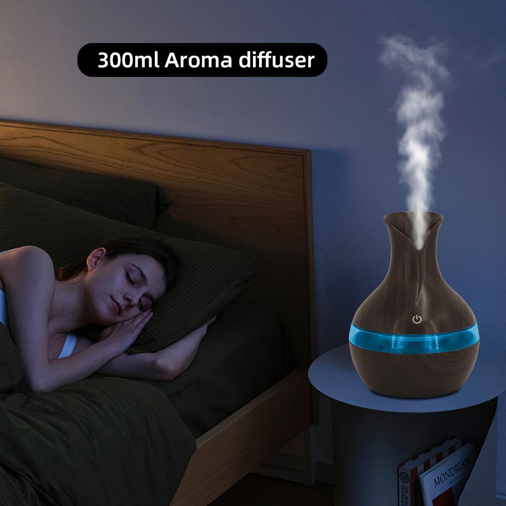 300ml Aromatherapy Essential Oil Diffuser and Humidifier, Remote Control, Whisper-Quiet, Auto Shut-Off, Ambient Glow Night Light