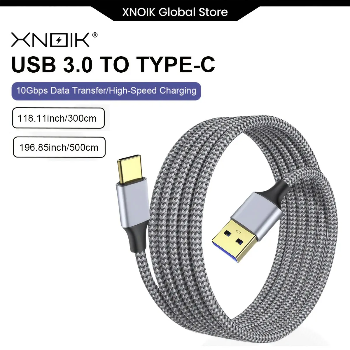 [Extra-long 3M/5M] 10Gbps Data Charging USB-A to USB-C Cable, Fast Charging 3.0 for CarPlay, Type-C Cable for iPhone 16/16 Plus/16 Pro/15, for Samsung S24/S23, for Pixel 8/7, for iPad Mini 6, for Switch, for PS5, High-Speed Data, Fast Charging Cords