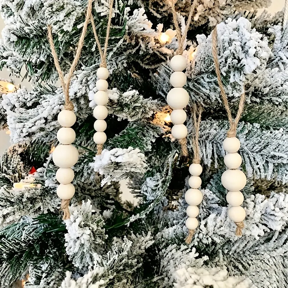 5 pieces Christmas Bead Ornaments Christmas Tree Winter Merry Xmas Eve Holiday Party Boho Rustic Farmhouse Home Hanging Garland Decoration sign