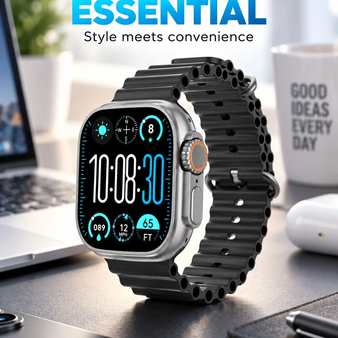 Men's Smart Watch, Large Display Digital Sport Watch, Silicone Band, Fitness Casual Smartwatch, Outdoor Everyday Wear