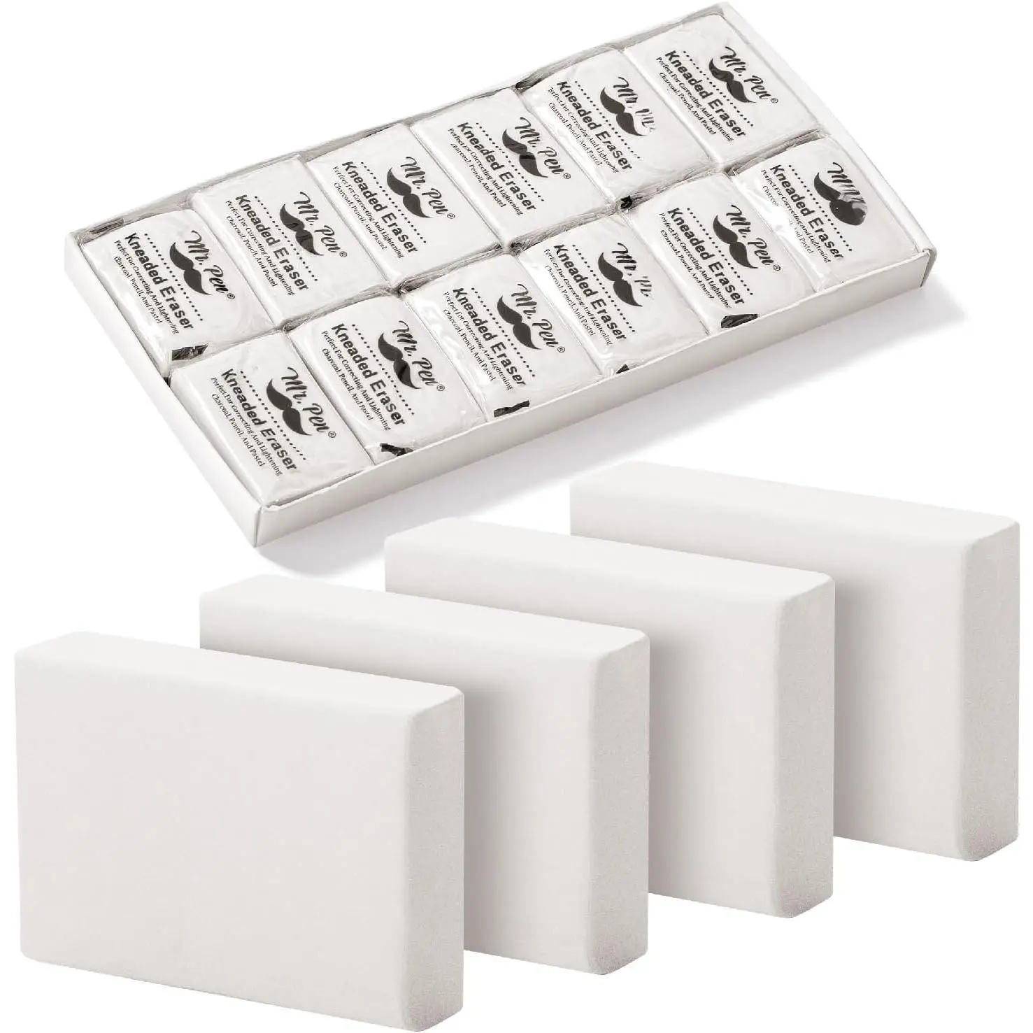 - Kneaded Eraser, 12 Pack, White Kneaded Erasers for Artists | Art Eraser, Kneadable Erasers Bulk