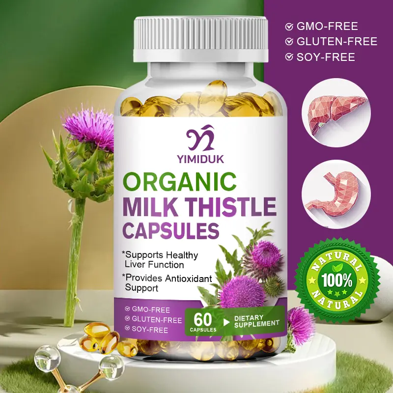 High Potency Organic Milk Thistle Liver Support Capsules, Antioxidant Detox Supplement with Dandelion Root Extract, Soy & Gluten Free Dietary Supplement