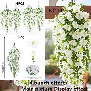 Realistic Fake Flower Decorations, Durable & Long-Lasting Artificial Plant, Perfect for Weddings & Home Decoration, 2pcs/4pcs Hanging Bells, Artificial Flower Set