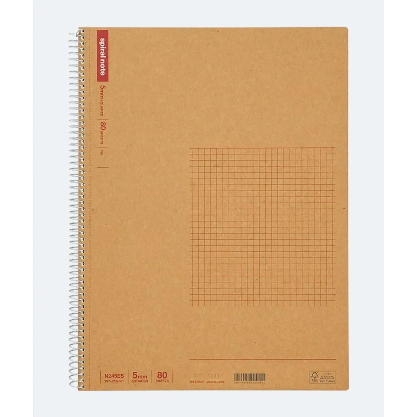 Spiral Grid Notebook - A4 (11.69 inches x 8.98 in), 80 Sheets/160 Pages, 5mm Graph Paper Journal, Perforated for Effortless Page Removal, Wire-Bound Lay Flat, Lightweight Sturdy Cover, Journaling Supplies for Bullet Journaling, Gel Pens, Ballpoints, A4 (1