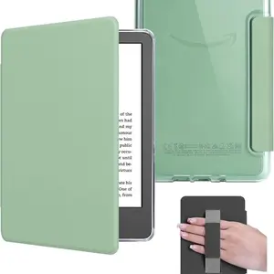 6-Inch (11th Gen) Kindle 2022 Protective Case, Lightweight Durable Synthetic Leather Cover, Transparent Hard Shell with Strap, Tablet Protective Case