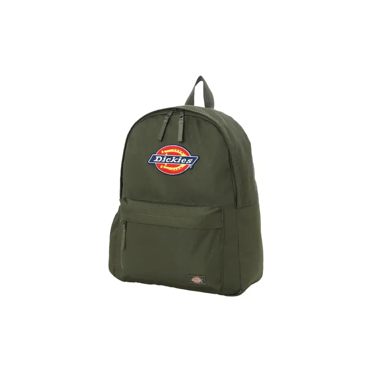 Dickies Embroidered Logo Adjustable Strap Polyester Backpack for Men and Women, Military Green