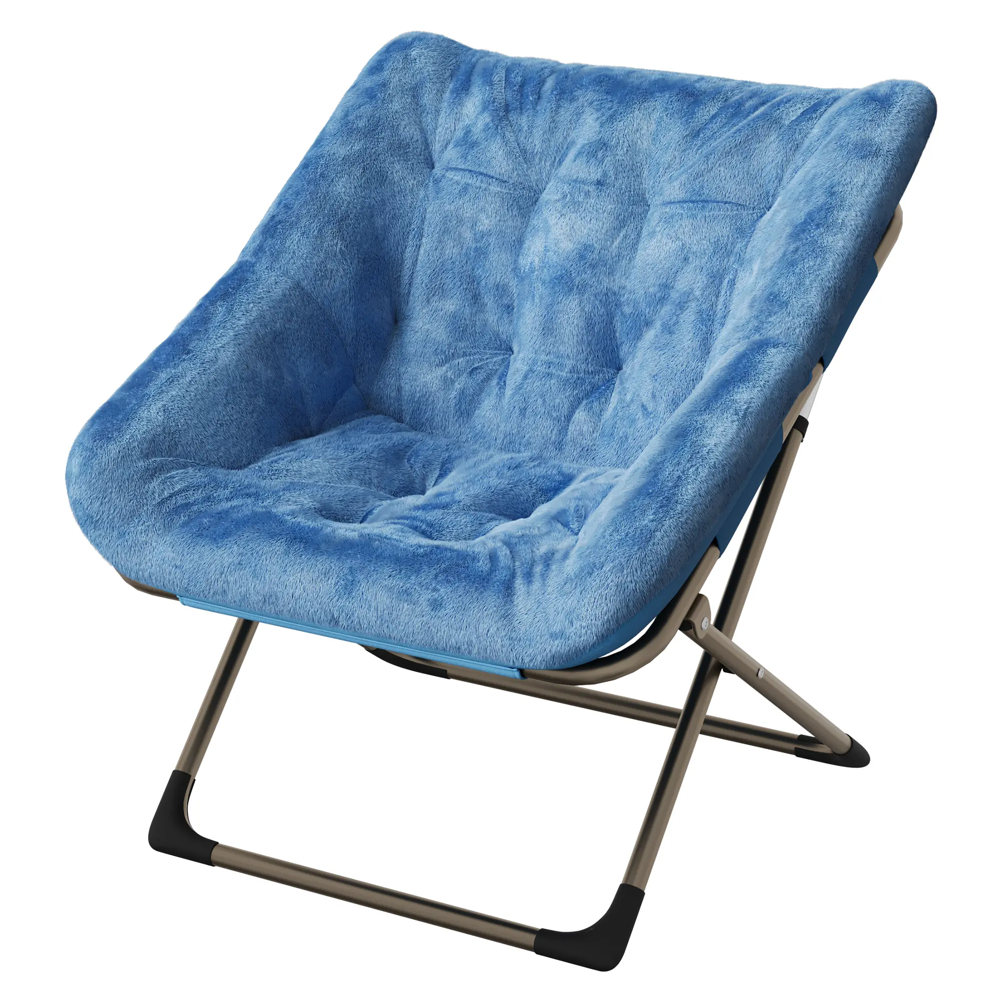 Comfy Oversized Saucer Chair, Soft Faux Fur Folding Moon Chair, Thick Padded Reading Lounge Chair with Stable Metal Frame for Living Room, Dorm, Office